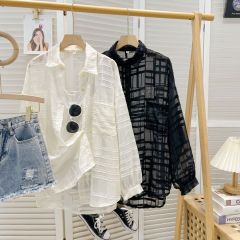 First-time real-time Tmall quality spring and summer thin mid-length cardigan polo collar shirt sunscreen jacket