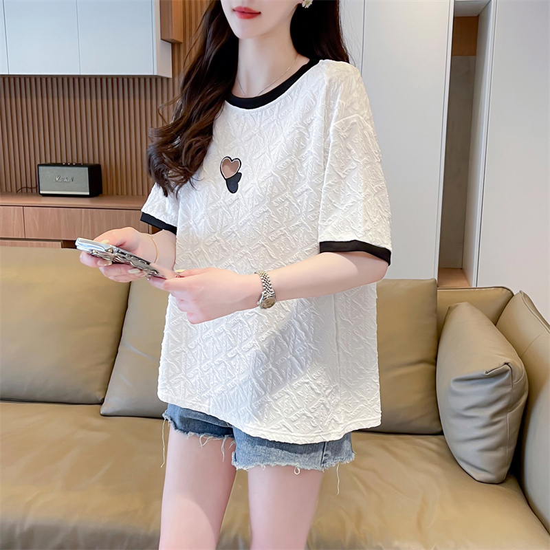 First real shot 220g single-sided soaked flower summer new short-sleeved personalized T-shirt for women