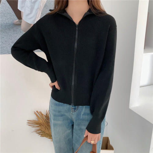 Real shot Korean version 2025 new ins style lazy turtleneck thickened knitted cardigan jacket sweater