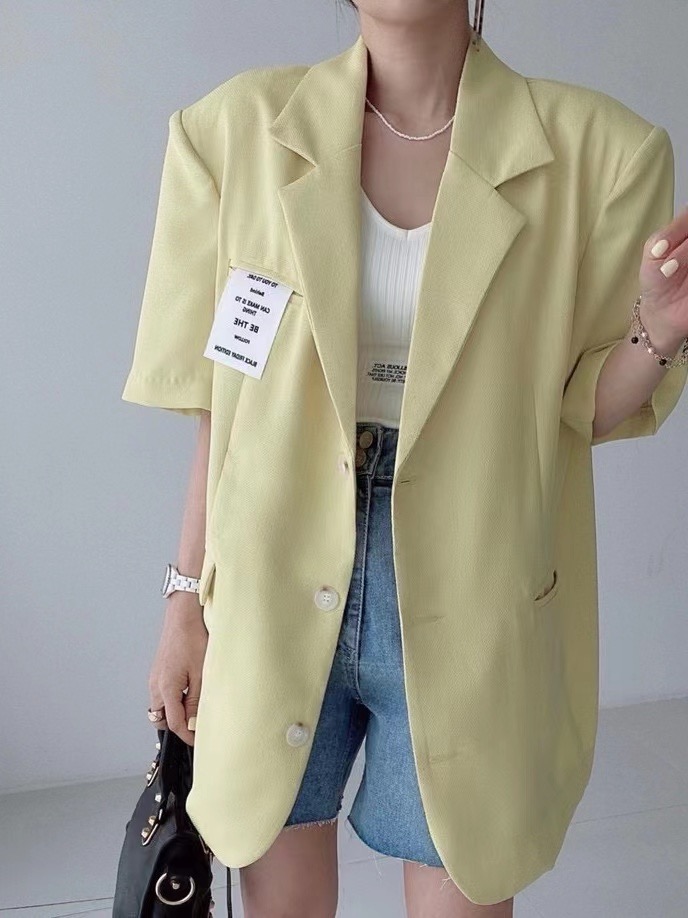 Korean Dongdaemun Chic Commuting Style Minimalist Slouchy Relaxed Fit Versatile Short-Sleeve Casual Suit Jacket