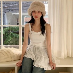 Chic設計感裙子吊帶疊穿裙少女感蛋糕裙打底背心連衣裙女裝夏