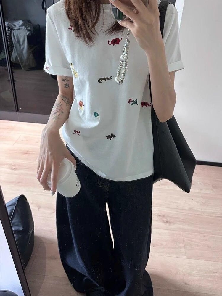 原版做工  刺繡+袖口刺繡 19支220克純棉 螺紋領+包邊拉肩