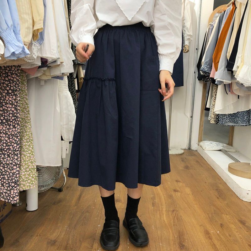 Elastic waist skirt for women in spring 2025 new umbrella skirt design high waist slim strap cover casual big sling skirt