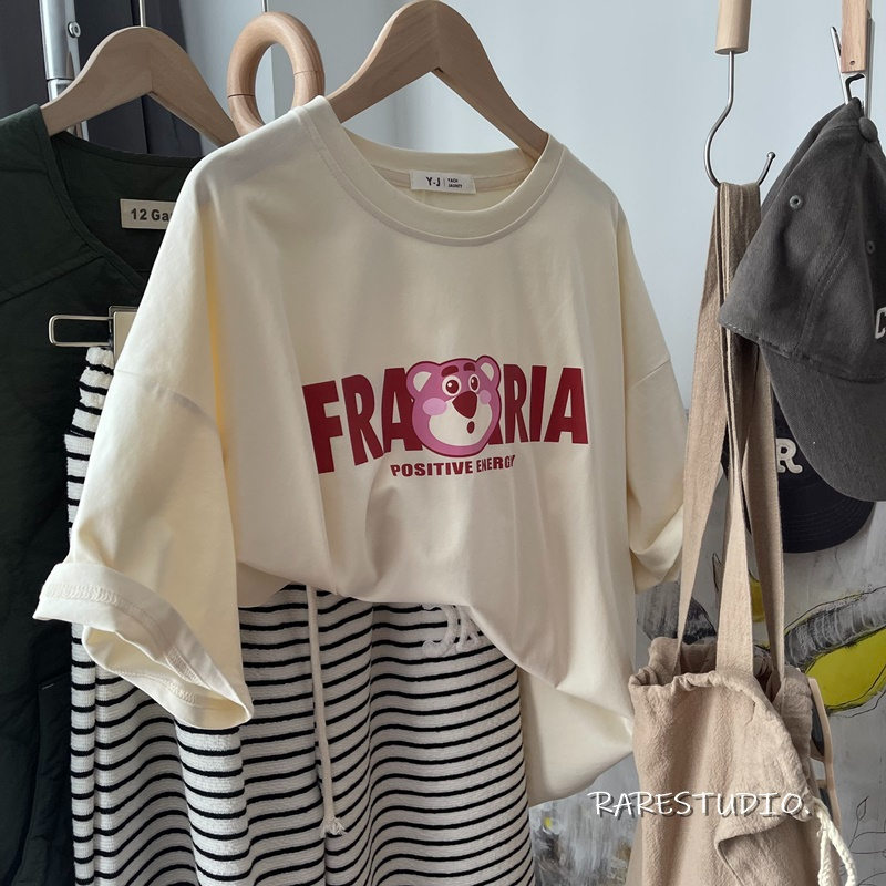 韓國外貿韓版新款夏季短袖T恤女韓版寬鬆慵懶原宿上衣chic港