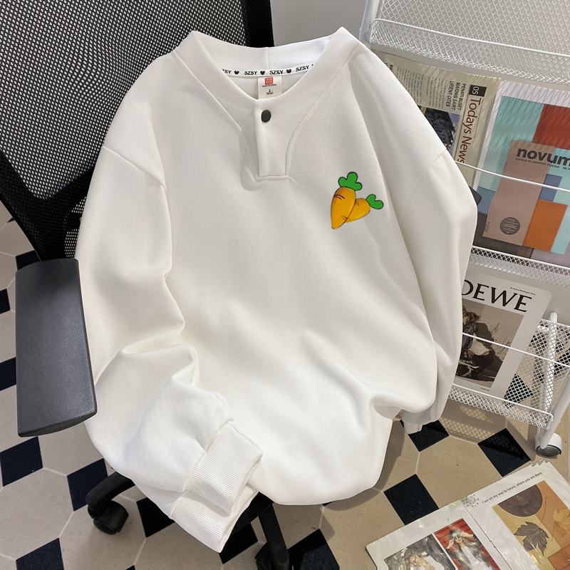 First-time real-time pure cotton Hua cotton replica milk silk large size spring and autumn thin simple men and women printed sweatshirt