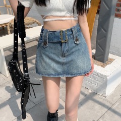 2025夏季新款小個子復古MM牛仔包臀半身裙女辣妹顯高高腰超短裙褲