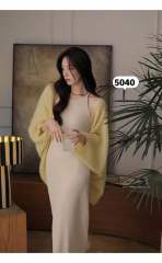 康賽妮馬海毛羊毛弧形外搭針織衫女秋季新款上衣