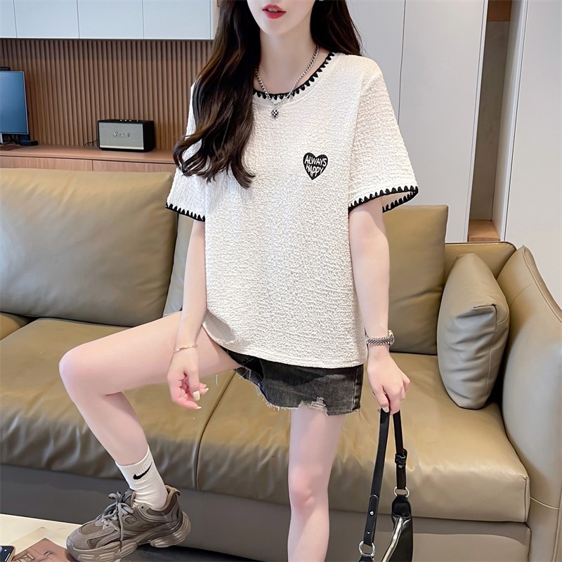 Real photos of cotton internet celebrity ins trendy super hot short-sleeved T-shirt for women in summer loose casual design niche versatile top