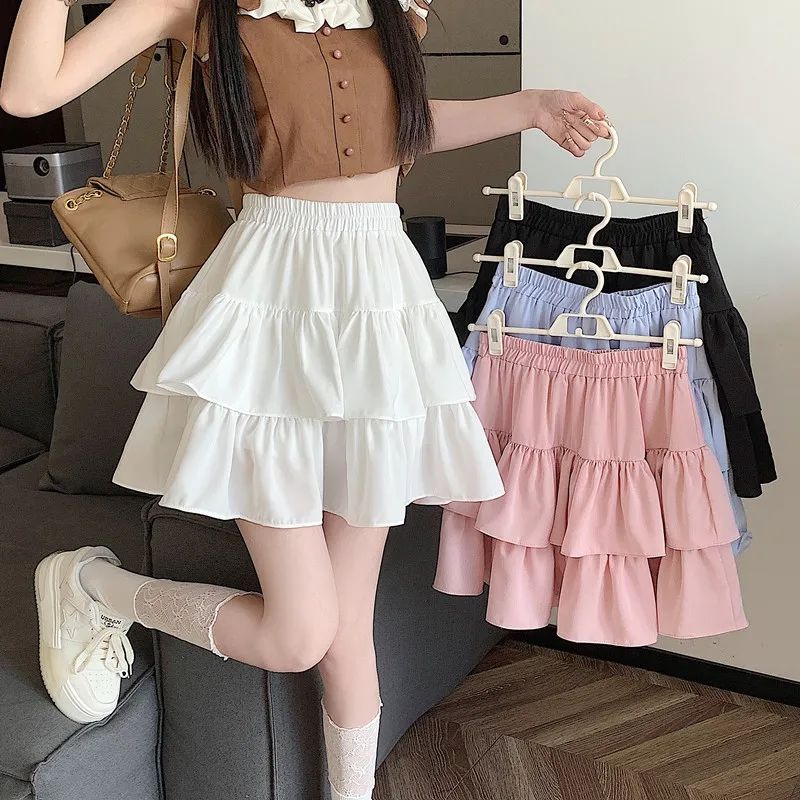 Black skirt for women in spring, summer and autumn super hot pear shape with high waist A-line cake skirt for small puffy short skirt
