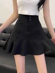 Plus Size New Style Ruffled Fish Tail Skirt Multi-purpose Slimming Half Skirt Women's Plus Size High Waist Conceal Hip Umbrella Skirt A-Style Short Skirt 