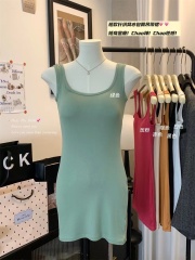 Rayon Bodycon Dress: French-style Sleek, Sleeveless Knitted Camisole for Women&mdash;A Slimming, Elegant Summer Skirt