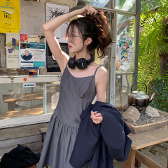 馨幫幫自製純欲風性感辣妹小個子連衣裙法式氣質收腰顯瘦吊帶裙子