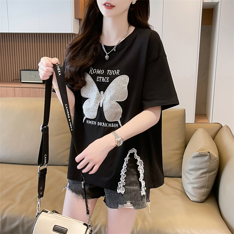 First real shot of the new summer embroidered lace short-sleeved T-shirt for women