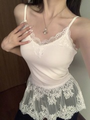天貓質量溫柔風氣質女2025新款夏季百搭純欲蕾絲吊帶背心