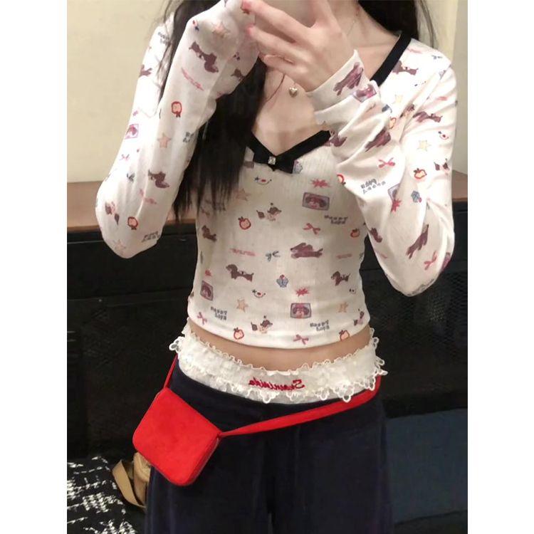 原版做工 廣州原版布 卡通滿印長袖T恤女