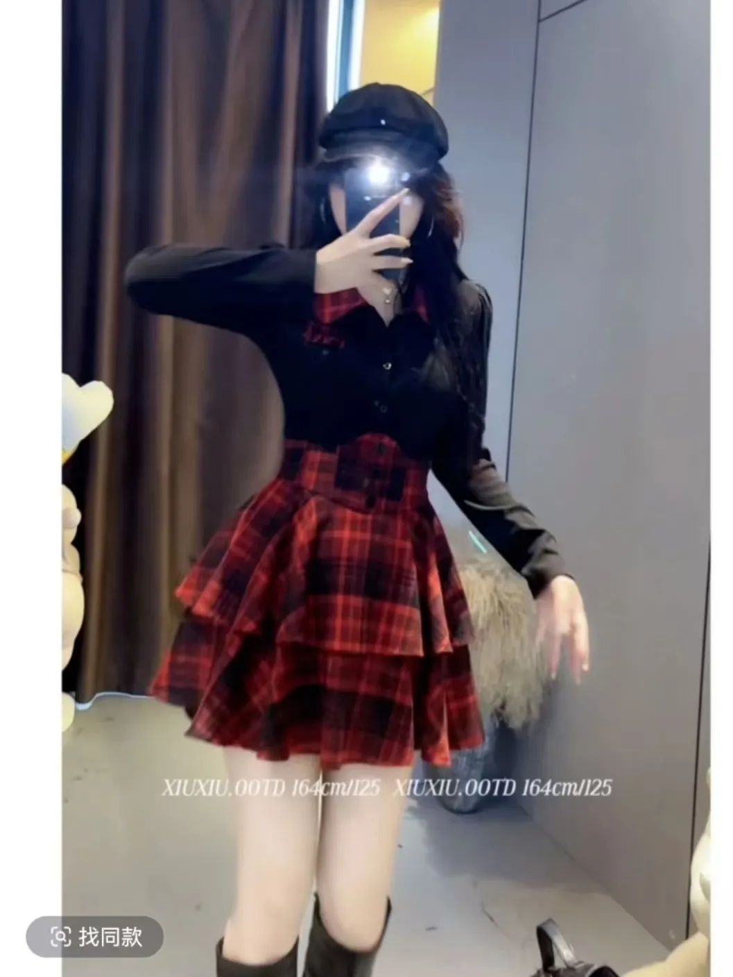 純欲風jk制服套裝女秋冬收腰蓬蓬短裙顯瘦襯衫上衣兩件套