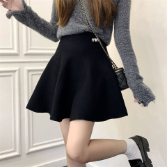 New Slimming Knit Puffy Skirt Autumn/Winter High-Waist Loose Wool Umbrella Skirt Base Skirt A-Line Skirt Short Skirt for Women