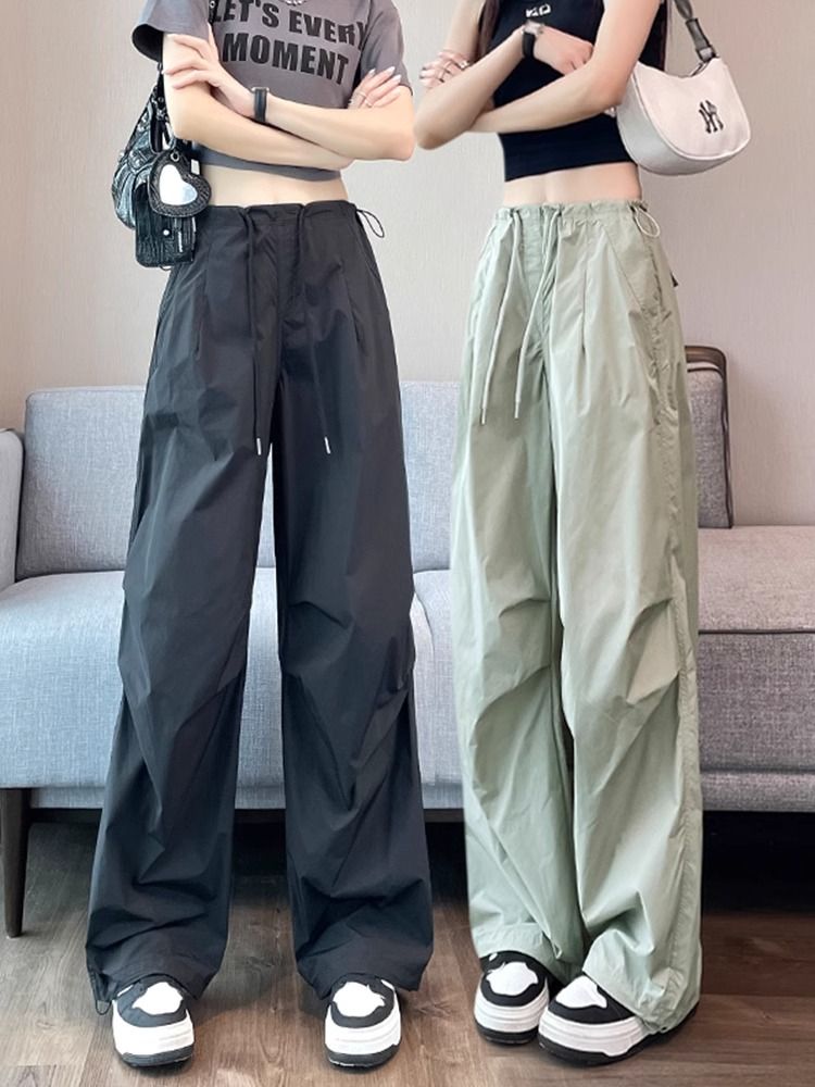 速干工裝褲少女夏裝2025新款初中高中學生薄款高腰寬鬆哈倫運動褲