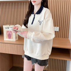 First real-time jacquard jacket 2025 new loose and popular color-blocking casual sweatshirt for women