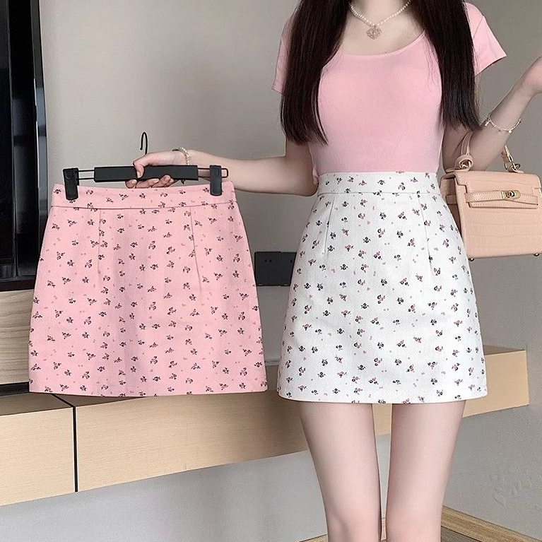 天貓質量碎花短裙半身裙女夏季2025新款小個子高腰百搭a字裙