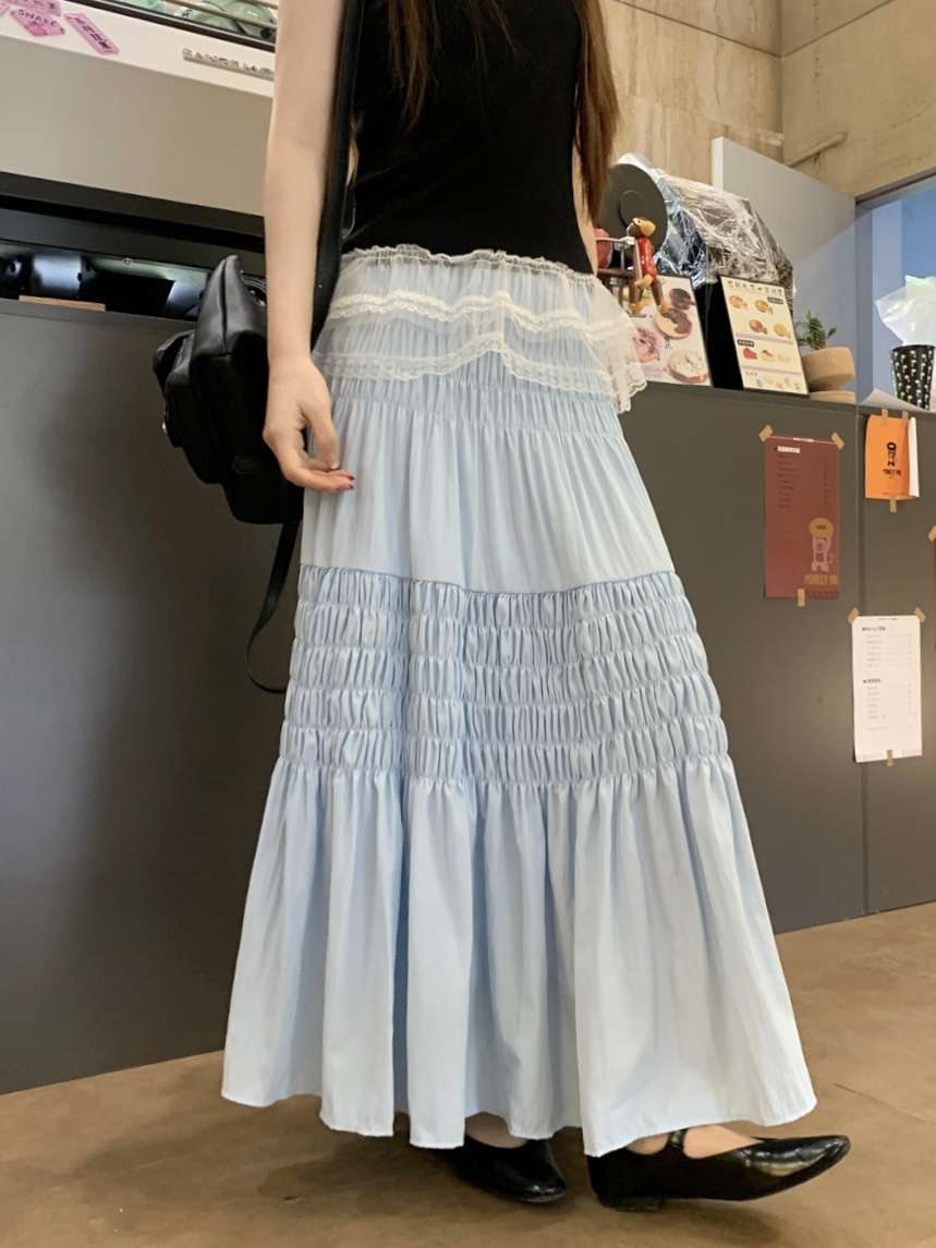 Real shot, new style, gentle and sweet style, high waist, versatile and fashionable A-line skirt for women