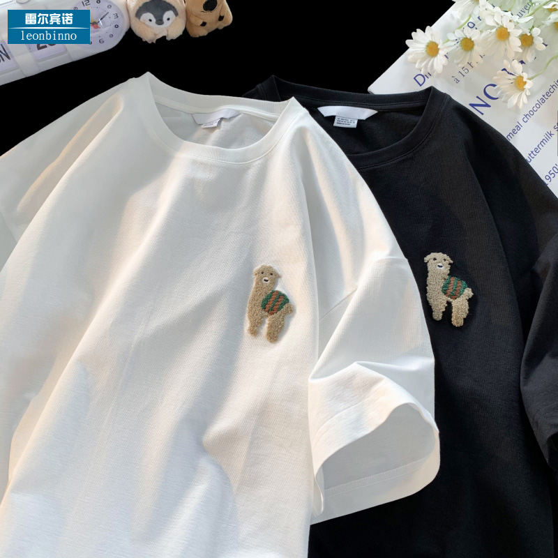 Official picture pure cotton 200g quality 240 jin large size towel embroidered trendy brand versatile short sleeves