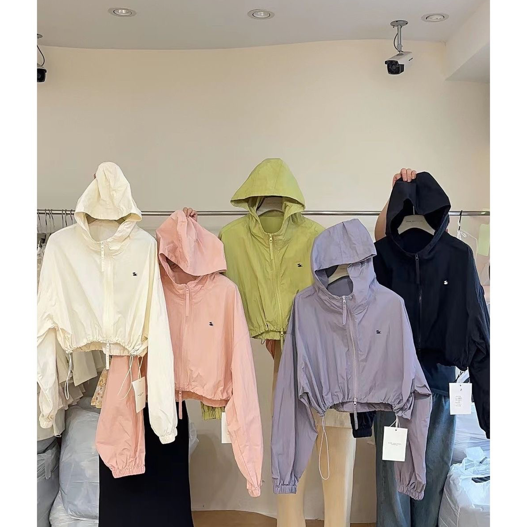 2025 Korean short hot girl sunscreen jacket for women thin high-end versatile drawstring casual jacket top for women