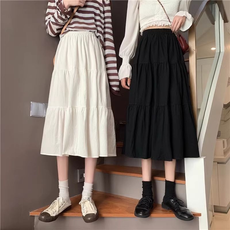 2025 new white skirt for women spring and autumn small skirt A-line long cake skirt white skirt long skirt