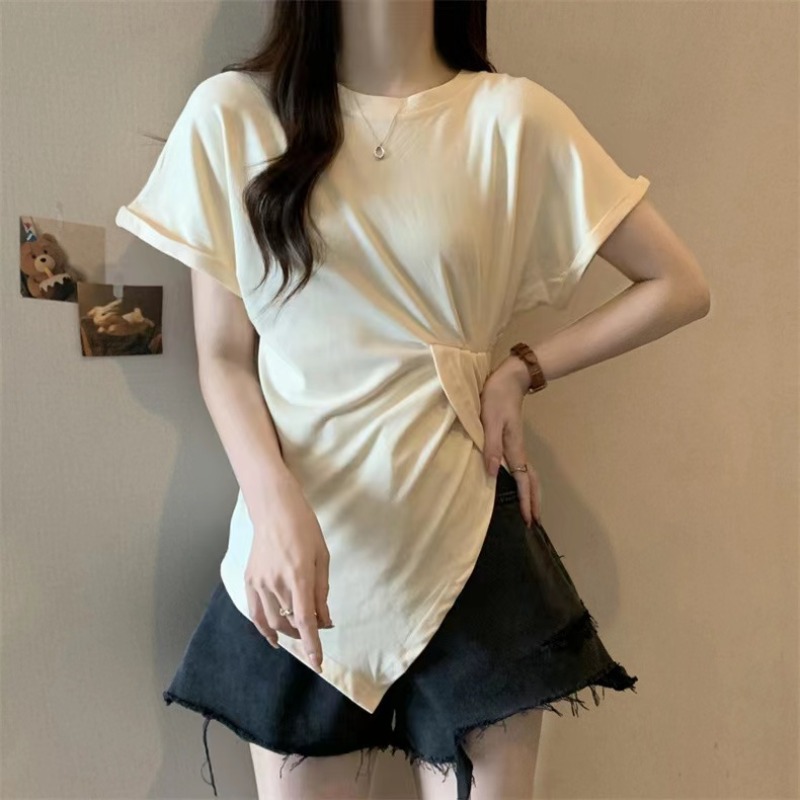 Real shot 1X1 modal short-sleeved T-shirt for women's summer new round neck top