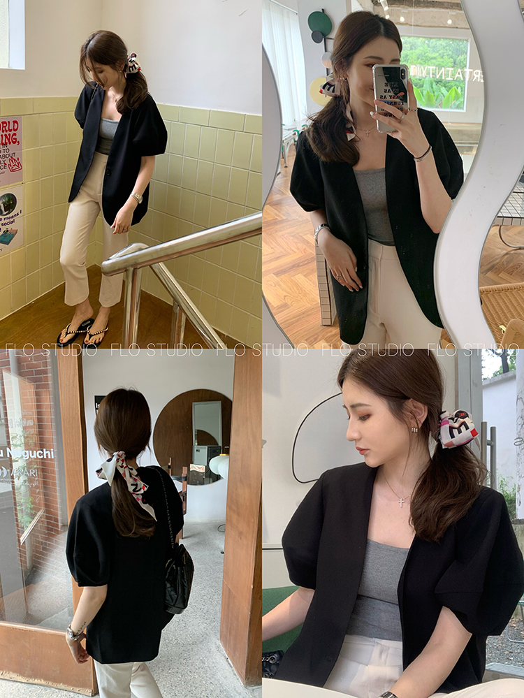 Summer New Arrival Stylish Casual Solid Color Short Sleeve Blazer Jacket
