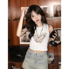 天貓質量辣妹小背心女夏季復古高級感黑色性感小個子無袖上衣