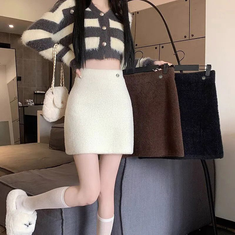 針織半身裙女2025年春夏新款辣妹高腰a字包臀半裙百搭辣妹短裙子