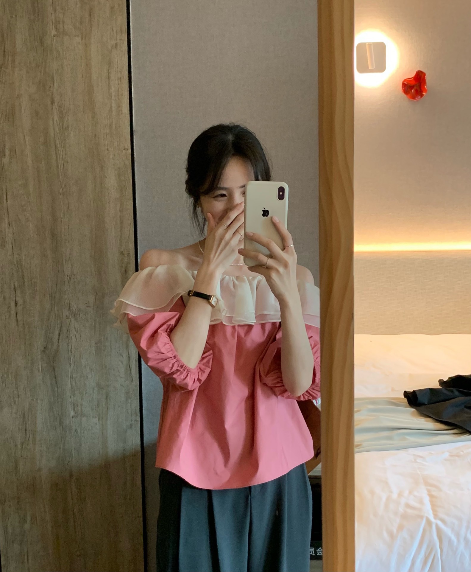 新款法式荷葉邊百搭女裝慵懶風襯衫上衣女