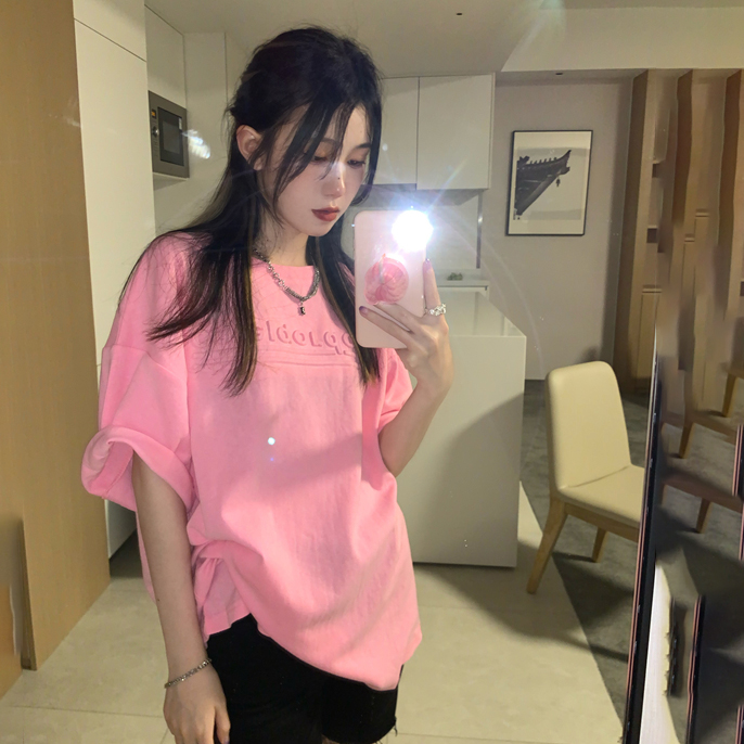 Official picture pure cotton 200g quality 240 jin large size concave and convex letter design short sleeves