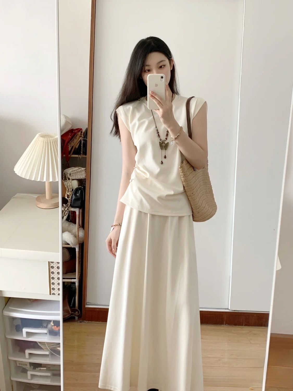 夏季2025新款女裝搭配一整無袖上衣褲裙韓系梨形身材穿搭兩件套裝
