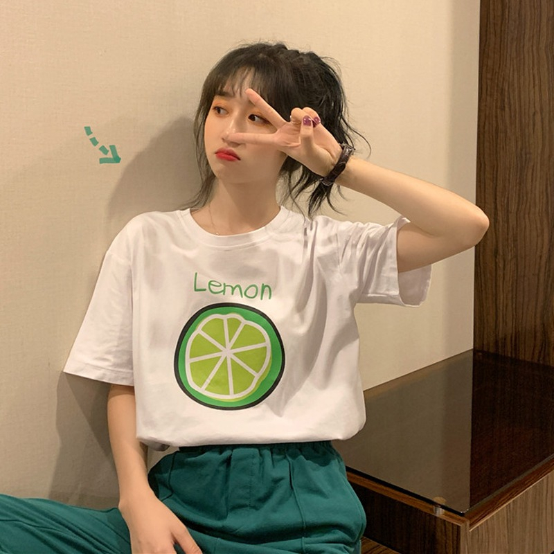 原版足碼外貿韓版新款夏季短袖T恤女韓版寬鬆慵懶原宿上衣chic港