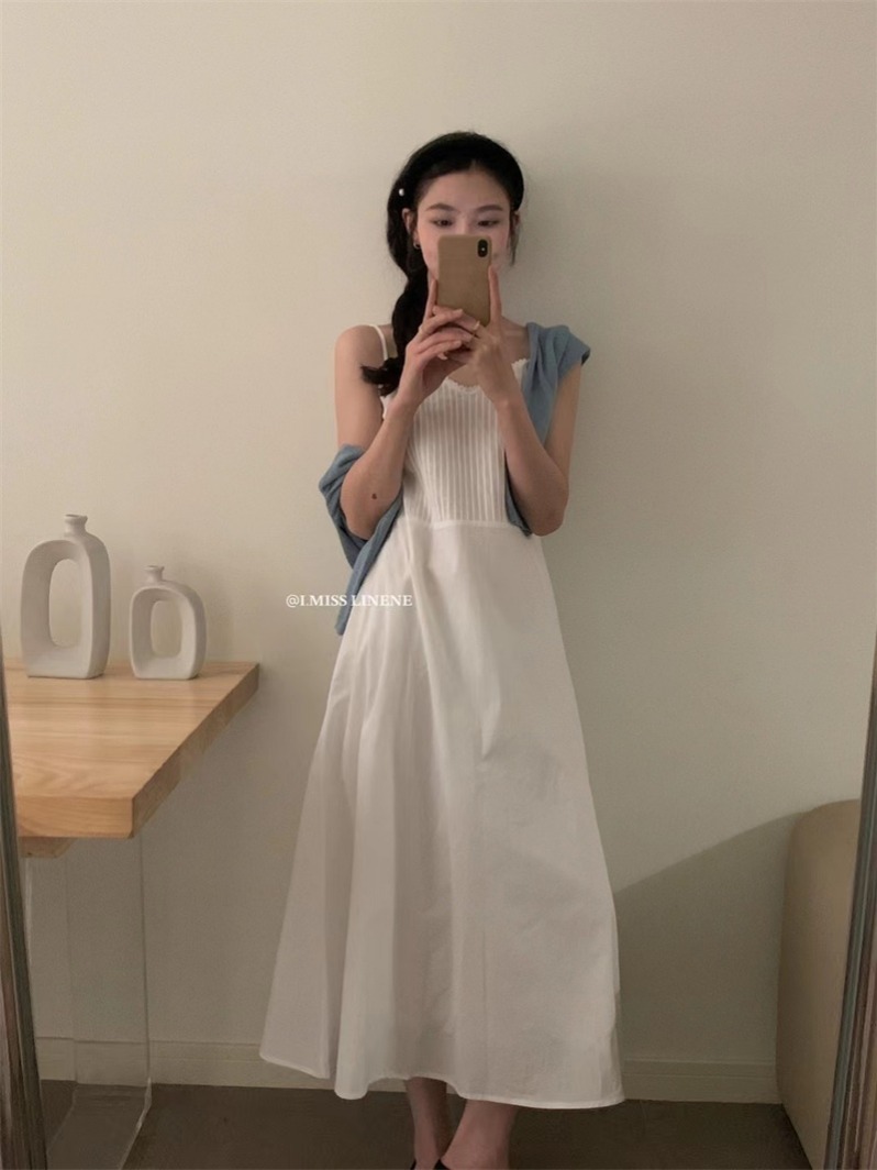 韓系2025新品韓系百搭重工仙女吊帶裙