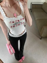 原版面料純欲辣妹蕾絲刺繡吊帶背心女2025夏季新款短款內搭上衣