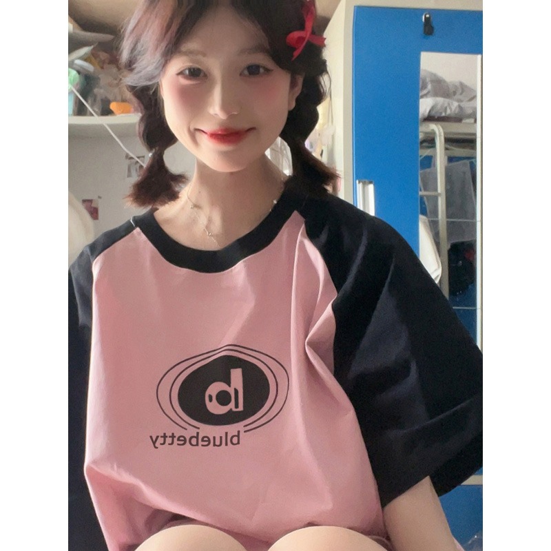 Printed pure cotton 210g combed tight back bag 240 catties large size small fresh simple T-shirt