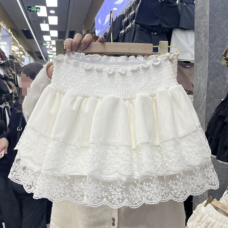 Original method of making pure and versatile lace splicing cake layer princess skirt women's sweet cake skirt short skirt