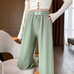 冰絲闊腿褲女夏季薄款高腰顯瘦垂感寬鬆直筒褲休閒長褲
