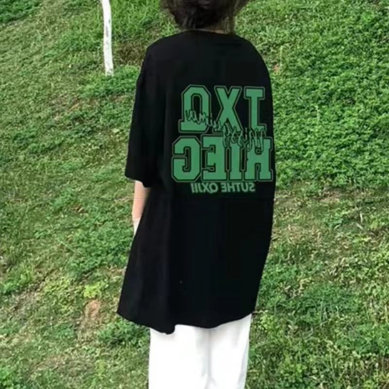 外貿復古美式字母寬鬆潮牌短袖T恤女ins風情侶小眾韓版原宿上衣