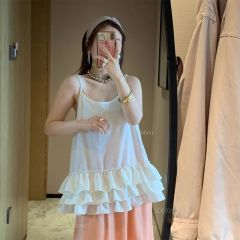 原做工夏季新款少女感減齡風蛋糕裙擺疊穿荷葉邊內搭吊帶背心