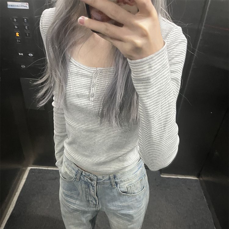原版做工 廣州原版布 條紋長袖T恤女