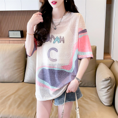Official release photo nanofiber T-shirt new sun protection jacket printed loose long sleeve short-sleeve top T-shirt