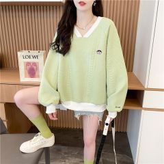 First real-time jacquard jacket 2025 new loose and popular color-blocking casual sweatshirt for women