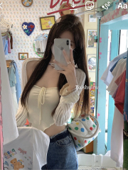 White water women's summer sweetheart bow vest suspender women's inner slim and irregular short top