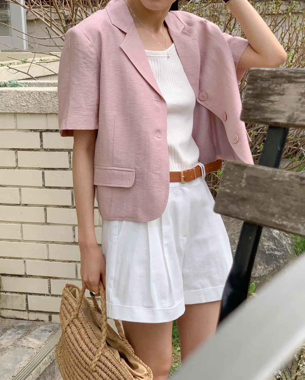 Korean Chic Sweet and Elegant Collar Single-Breasted 3-Button Loose Casual Versatile Short-Sleeve Women's Suit Jacket