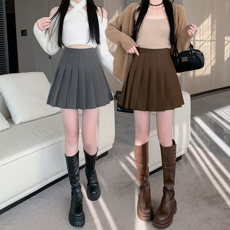 百褶裙女春季2025新款學院風大碼小個子西裝裙高腰顯瘦半身裙短裙