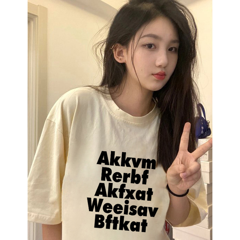 韓國外貿韓版新款夏季短袖T恤女韓版寬鬆慵懶原宿上衣chic港